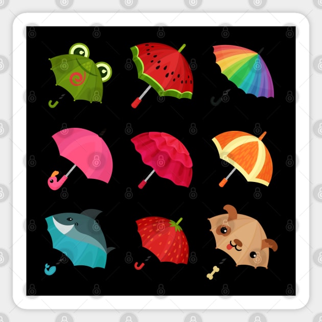 Umbrellas Illustration Sticker by Mako Design 